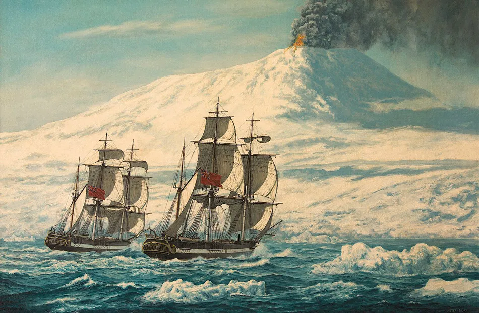 Erebus and Terror with Mount Erebus